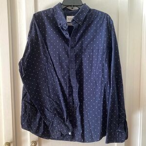 Goodfellow & Co Dark Blue Patterned Button-Down Shirt